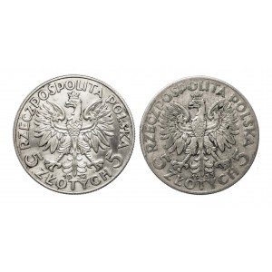 Poľsko, Druhá poľská republika (1918-1939), sada 2 mincí 5 zlotých Hlava ženy.