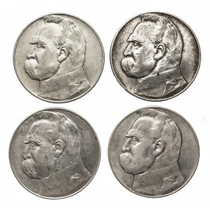 Polsko, Druhá republika (1918-1939), sada 4 mincí 10 zlotých Piłsudski.