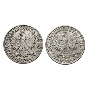Polska, II Rzeczpospolita (1918-1939), zestaw 2 monet 2 złote Żaglowiec