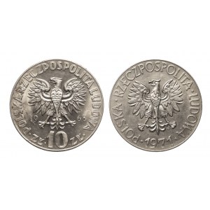 Polen, PRL (1944-1989), 2 x 10 Zloty: Kopernikus, Kosciuszko.