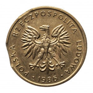 Polska, PRL (1944-1989), 5 złotych 1986 - destrukt.