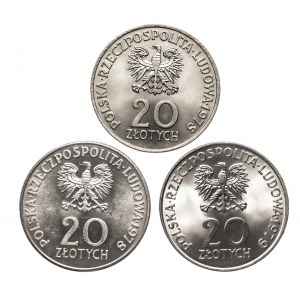 Polska, PRL (1944-1989), 3 monety okolicznościowe 20 złotych.