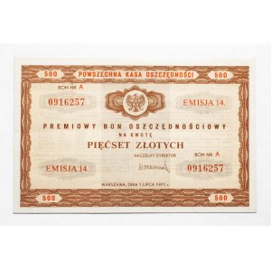 PRL, PKO, Premium Savings Voucher for 500 zloty 1971.