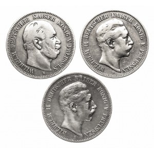 Deutschland, Deutsches Reich (1871-1918), Preußen - 2-Mark-Münzsatz 1876-1898