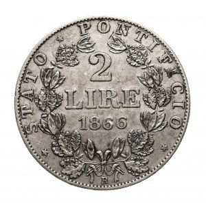 Vatican, Pius IX, 2 lire 1866, Rome