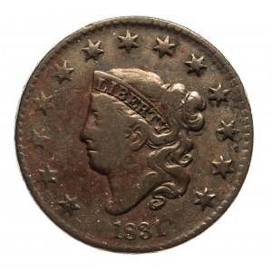 Spojené štáty americké, 1 cent 1831 (coronet cent), Philadelphia