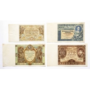 Polen, Zweite Republik (1919 - 1939), Satz von 4 Banknoten mit Perforation * 1939 *...