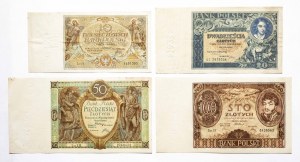 Poland, Second Republic (1919 - 1939), set of 4 banknotes with perforations * 1939 *...