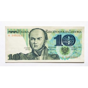 Poľsko, PRL (1944 - 1989), 10 ZŁOTYCH 1.06.1982, séria A.