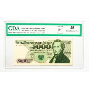 Polska, PRL (1944 - 1989), 5000 ZŁOTYCH 1.06.1982, seria H. GDA 45.