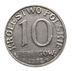 Królestwo Polskie, 10 fenigów 1917, Stuttgart, napis bliżej obrzeża + Double Die