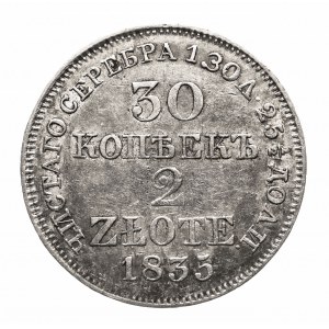 Ruské delenie, Mikuláš I. (1825-1855), 2 zlaté / 30 kopejok 1835 MW, Varšava