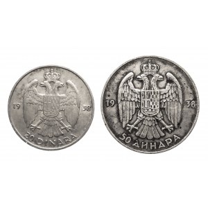 Jugoslawien, Königreich (1918-1941), Satz: 20 und 50 Dinar 1938