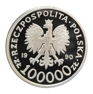 Polska, Rzeczpospolita od 1989, 100000 złotych 1990, Solidarność, typ D, PRÓBA