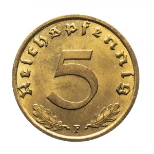 Germany, Third Reich (1933 - 1945), 5 Reichspfennig 1939 F, Stuttgart.