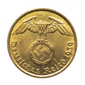 Niemcy, Trzecia Rzesza (1933 - 1945), 5 Reichspfennig 1939 F, Stuttgart.
