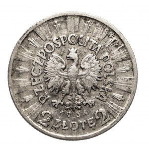 Poľsko, Druhá republika (1918-1939), 2 zloté Pilsudski 1934, Varšava.