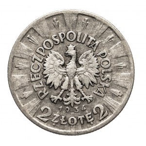 Polska, II Rzeczpospolita (1918-1939), 2 złote Piłsudski 1934, Warszawa.