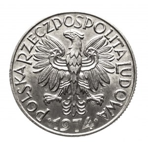 Polska, PRL (1944-1989), 5 złotych 1974 Rybak - płaska data