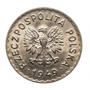 Polska, PRL (1944-1989), 1 złoty 1949 miedzionikiel
