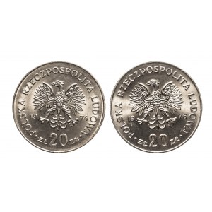 Polska, PRL (1944-1989), 2 x 20 złotych Nowotko, 1974 i 1976 zn.m., Warszawa