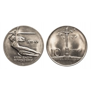 Polska, PRL (1944-1989), zestaw: 10 złotych 1965 - Nike i duża kolumna