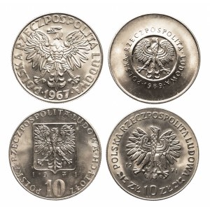 Polen, PRL (1944-1989), Münzsatz 10 Zloty 1967 - 1971