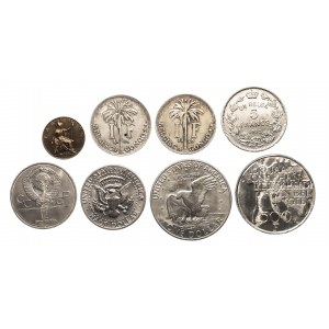 Zestaw monet: Belgia, Kongo Belgijskie, USA, Wielka Brytania