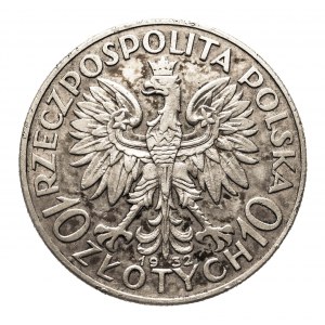 Poľsko, Druhá republika (1918-1939), 10 zlotých 1932, Hlava ženy, Londýn