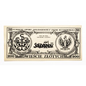 SOLIDARNOŚĆ, 200 zł 1987 Kutno, seria F, Stanisław Jasiukowicz.