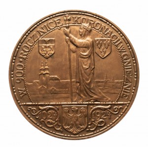 Poľsko, Druhá poľská republika (1918-1939), medaila 900. výročie korunovácie Boleslava Chrobrého 1924, Varšava, v originálnom puzdre varšavskej mincovne.