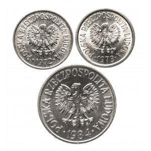 Polska, PRL (1944-1989), zestaw 3 monet, 70 groszy.