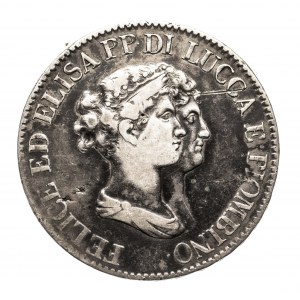 Włochy, Pryncypat Lukki i Piombino (1805-1815) - Feliks Baiocchi i Eliza Bonaparte (1805-1814), 5 franków (scudo) 1807.