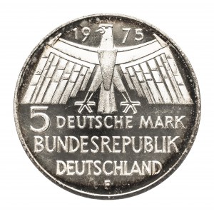 Deutschland, 5 Mark 1975 F, Jahr des Denkmalschutzes, Stuttgart.
