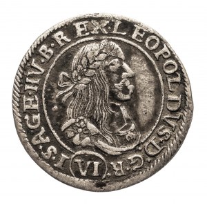 Węgry, Leopold I (1658-1705), 6 krajcarów 1670 KB, Kremnica.