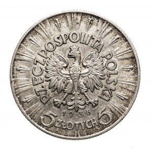 Polen, Zweite Polnische Republik (1918-1939), 5 Zloty 1936, Piłsudski, Warschau