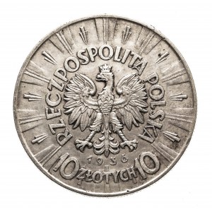 Polen, Zweite Republik (1918-1939), 10 Zloty 1936, Piłsudski, Warschau.