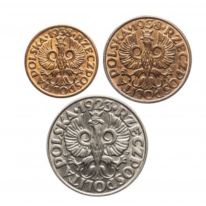 Polen, Zweite Republik (1918-1939), Satz von 3 Münzen 23 Grosze.