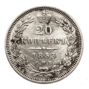 Russland, Nikolaus I. (1826-1855), 20 Kopeken 1853 СПБ-НI, St. Petersburg