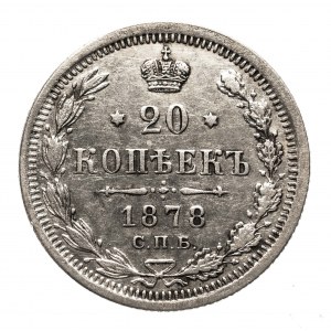 Rosja, Aleksander II (1854-1881), 20 kopiejek 1878 СПБ-НФ , Petersburg.