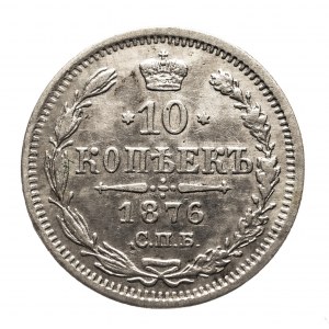 Rusko, Alexander II (1854-1881), 10 kopejok 1876 СПБ-НI, Petrohrad.
