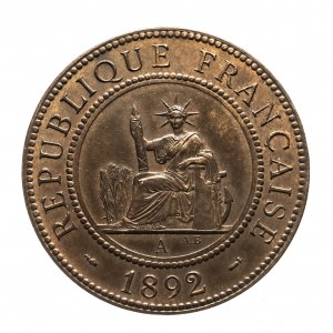 Francja, Indochiny Francuskie, 1 cent 1892, Paryż.