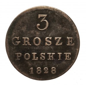 Królestwo Polskie, Mikołaj I (1826-1855), 3 grosze polskie 1828 F.H., Warszawa.