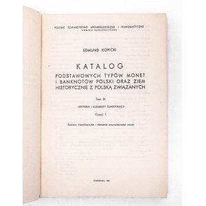 Edmund Kopicki, Katalog der Münzen und Banknoten 1985, Band IX, Teil 1, Klassifizierung