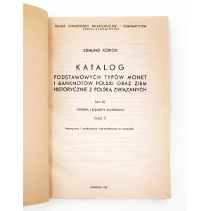 Edmund Kopicki, Katalóg mincí a bankoviek 1989, zväzok IX, časť 3, Klasifikácia