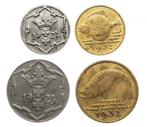 Città libera di Danzica (1920-1939), set di 5 e 10 fenig - 4 pezzi.