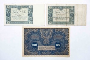 Polska, II Rzeczpospolita (1918-1939), zestaw trzech banknotów