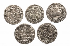 Polska, zestaw drobnych srebrnych monet: Zygmunt I Stary, Zygmunt III Waza