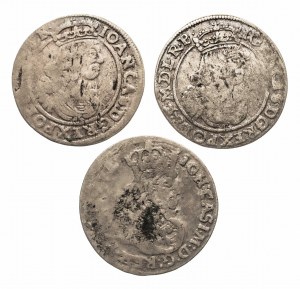 Pologne, Jan II Casimir Vasa (1648-1668), série de sixpences - 3 pièces, Bydgoszcz
