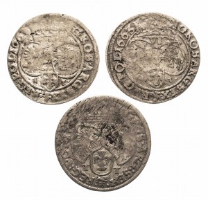 Pologne, Jan II Casimir Vasa (1648-1668), série de sixpences - 3 pièces, Bydgoszcz